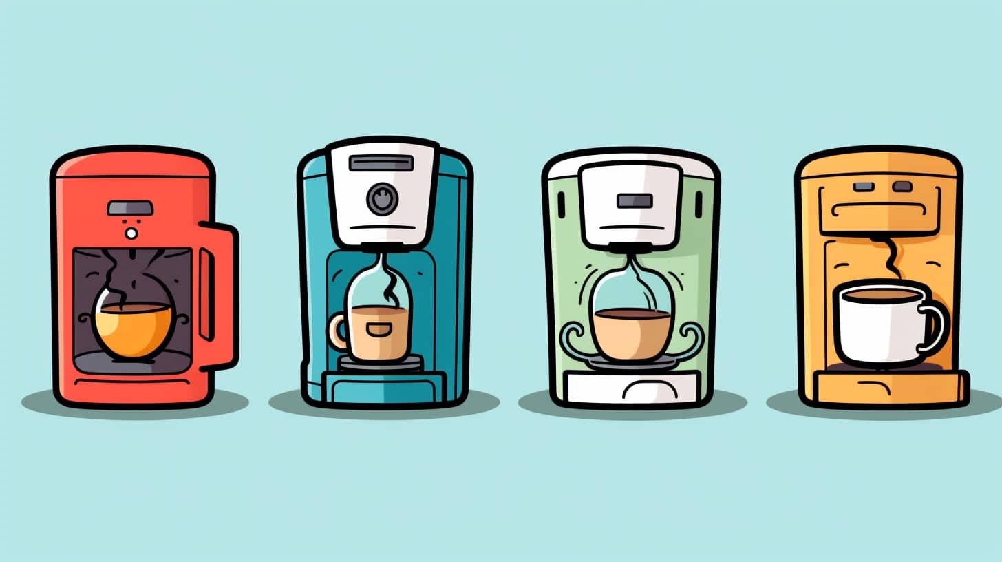 4 cartoon single serve coffee makers