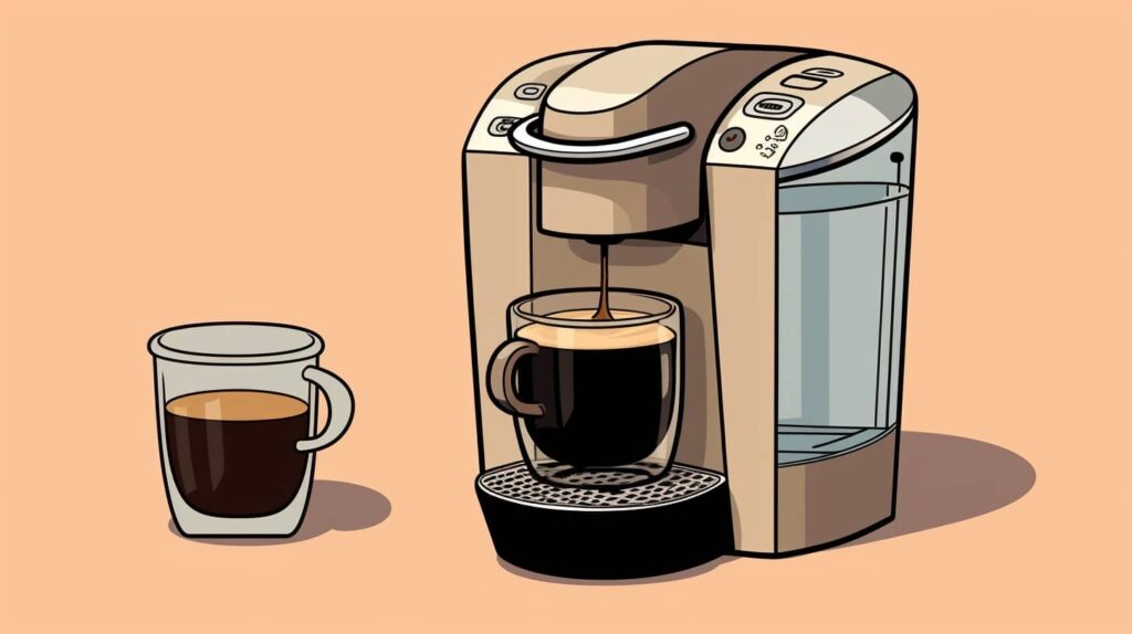 keurig with a cup of coffee